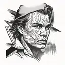 A portrait of River Phoenix in a classic movie scene tattoo design idea
