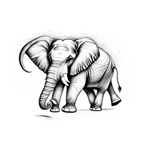 Elephant adorned with intricate Indian jewelry tattoo design idea