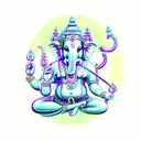 Indian deity Ganesha surrounded by mystical symbols tattoo design idea