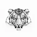 Consider a sleek tiger silhouette with the name "MAYA" subtly integrated into the stripes, creating a minimal and meanin tattoo design idea