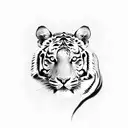 Consider a sleek tiger silhouette with the name "MAYA" subtly integrated into the stripes, creating a minimal and meanin tattoo design idea