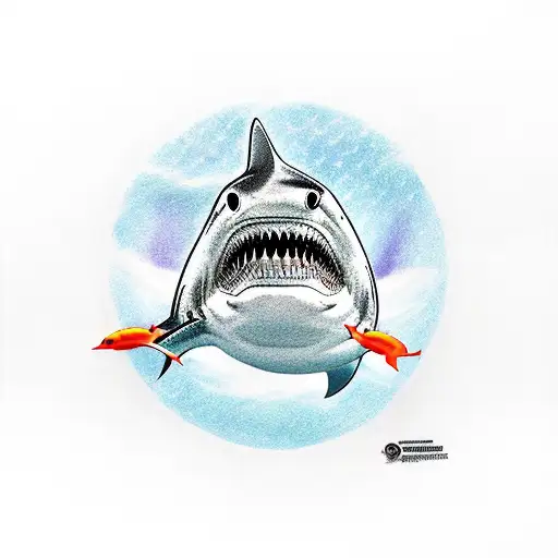 Shark in a aquarium where is burning tattoo design idea