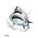 Shark in a aquarium where is burning tattoo design idea