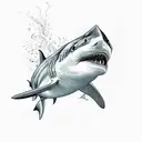 Shark in a aquarium where is burning tattoo design idea