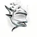 Shark in a aquarium where is burning tattoo design idea