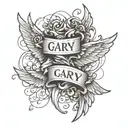 simple angel wings with the name "Gary"   tattoo design idea