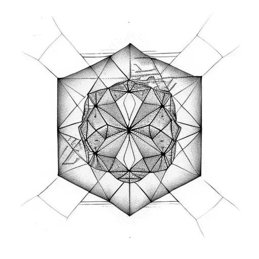 icosahedron with words "equal" "bloom" "meridian" tattoo design idea