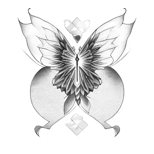 un tatuaje con alas de mariposa cambia el centro de esta por algo mas un esqueleto o muerte estilo emo dark ponk  tattoo design idea