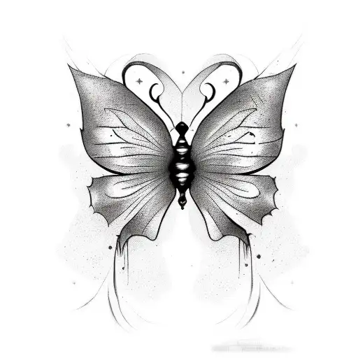 un tatuaje con alas de mariposa cambia el centro de esta por algo mas un esqueleto o muerte estilo emo dark ponk  tattoo design idea