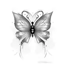 un tatuaje con alas de mariposa cambia el centro de esta por algo mas un esqueleto o muerte estilo emo dark ponk  tattoo design idea