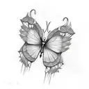 un tatuaje con alas de mariposa cambia el centro de esta por algo mas un esqueleto o muerte estilo emo dark ponk  tattoo design idea