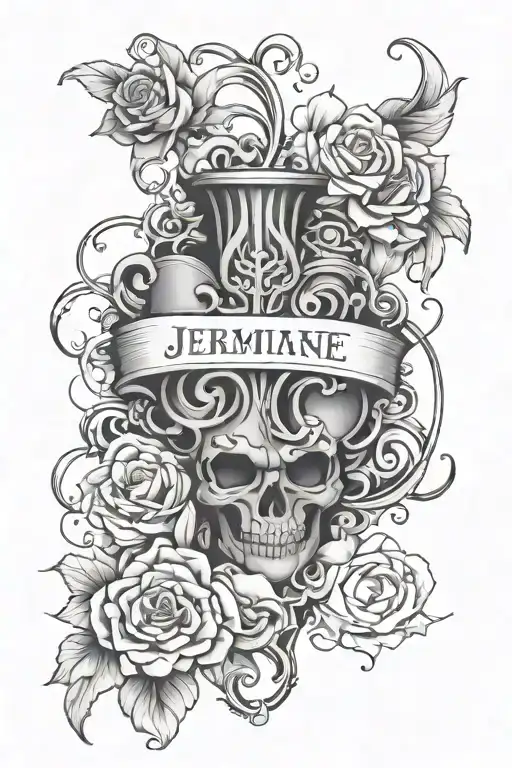 Combine the name Jermaine and Glory into a heartbeat line tattoo design idea