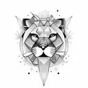 clock rose mountain lion  tattoo design idea