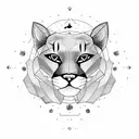 clock rose mountain lion  tattoo design idea