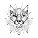clock rose mountain lion  tattoo design idea
