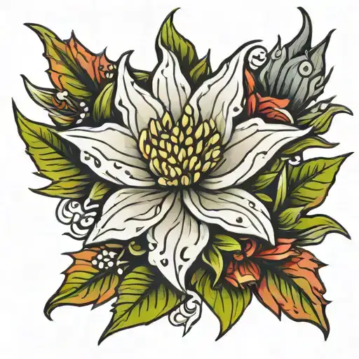 edelweiss flower tattoo design idea