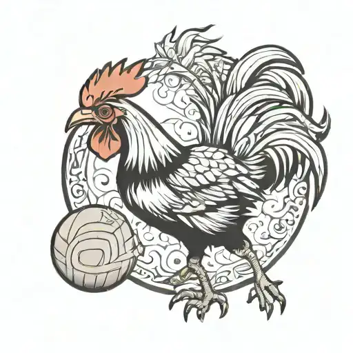 rooster playing handball   tattoo design idea