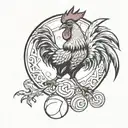 rooster playing handball   tattoo design idea