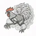 rooster playing handball   tattoo design idea