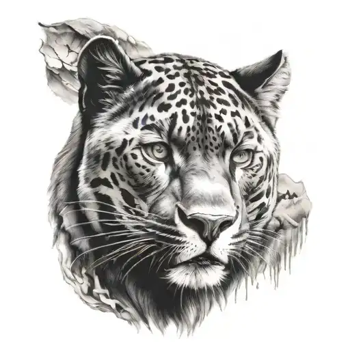 black panther and howling wolf tattoo design idea