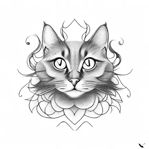 black cat on a feather tattoo design idea