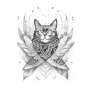 black cat on a feather tattoo design idea