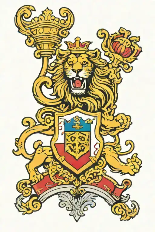 Portuguese crest and Lion tattoo design idea