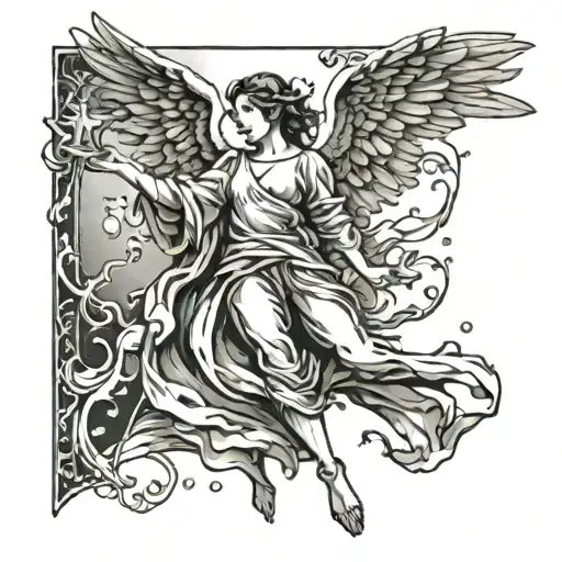 angel falling tattoo design idea