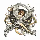 angel falling tattoo design idea