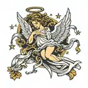 angel falling tattoo design idea