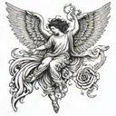 angel falling tattoo design idea