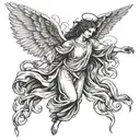 angel falling tattoo design idea