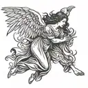 angel falling tattoo design idea