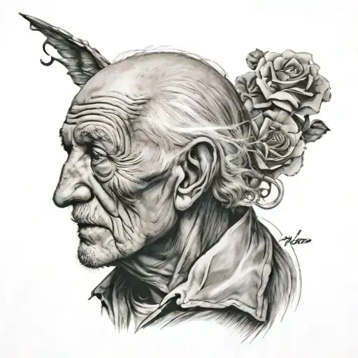 grandpa death date tattoo design idea