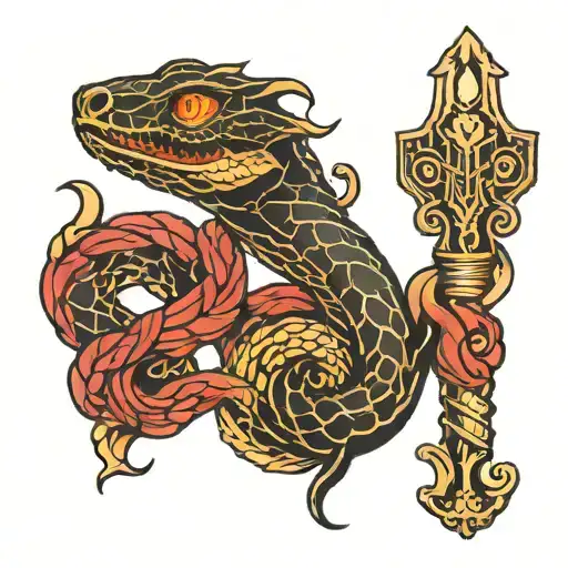 hecate snake knife torch key tattoo design idea