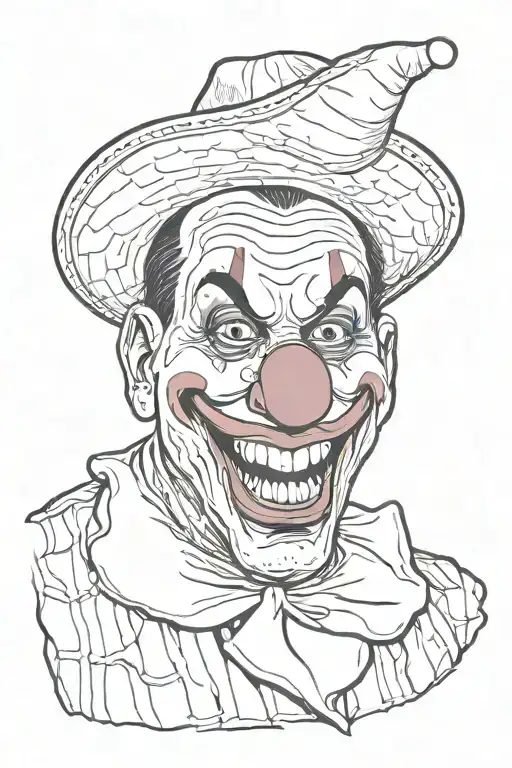 cholo clown mask with his mouth open tattoo design idea