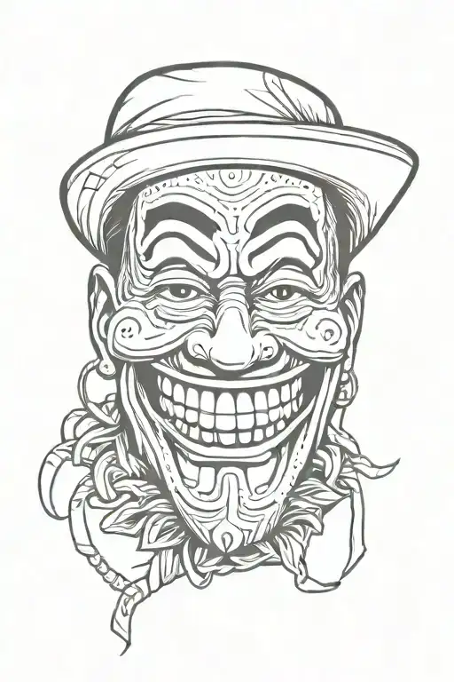 cholo mask laughing tattoo design idea