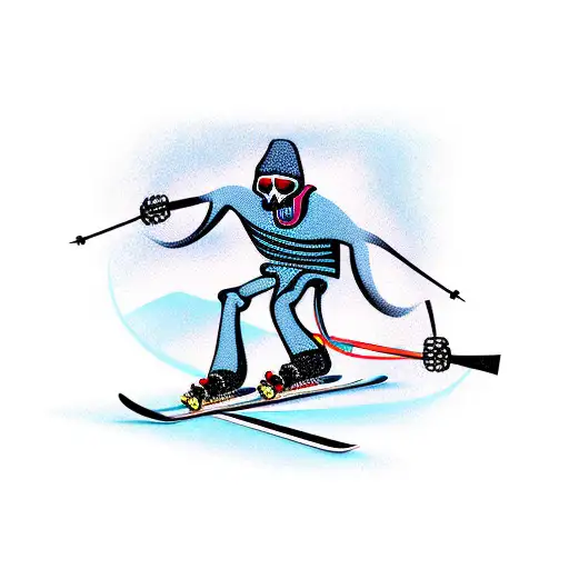 skeleton skiing  tattoo design idea