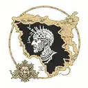 hannibal barca mixed tunisia maps together symbolizing tattoo design idea