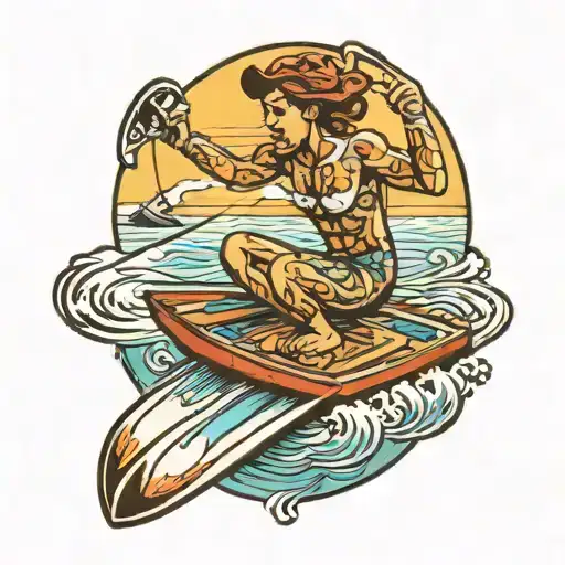 wakeboarding Lake Powell tattoo design idea