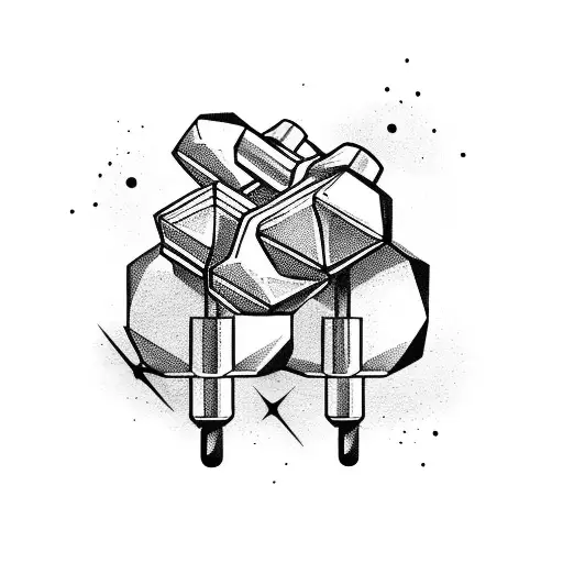 Dumbbells shaped like paintbrushes tattoo design idea