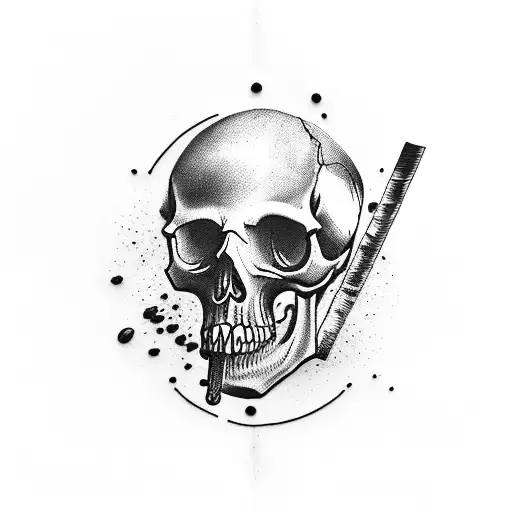 cup of coffe with skull smoke tattoo design idea
