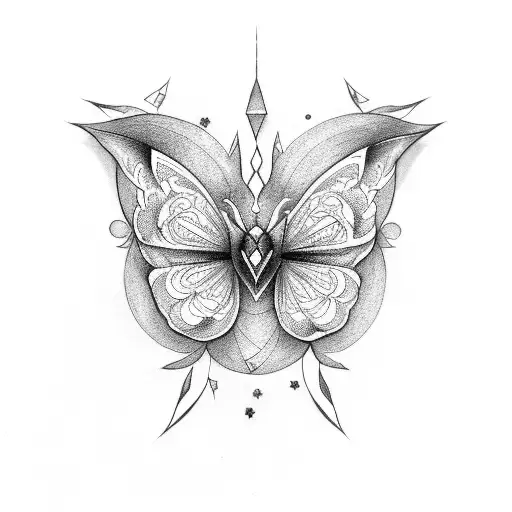 mariposa von un ala hecha con una rossleda tattoo design idea