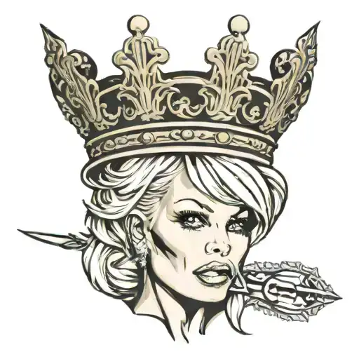 pamela anderson with a crown  tattoo design idea