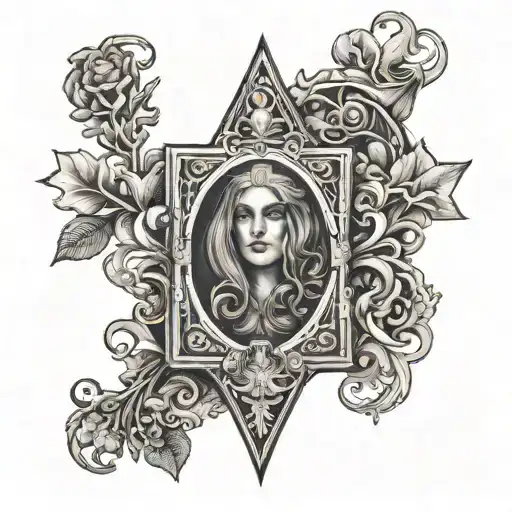 pain and strength tarot card tattoo design idea