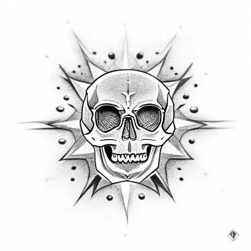 skull moon star  tattoo design idea
