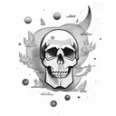 skull moon star  tattoo design idea