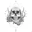 skull moon star  tattoo design idea