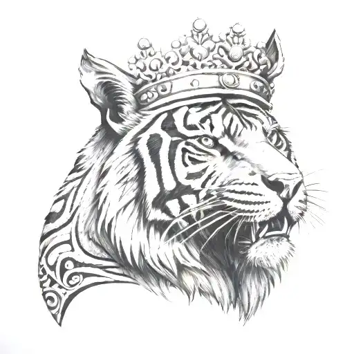 tiger wearing a crown  tattoo design idea