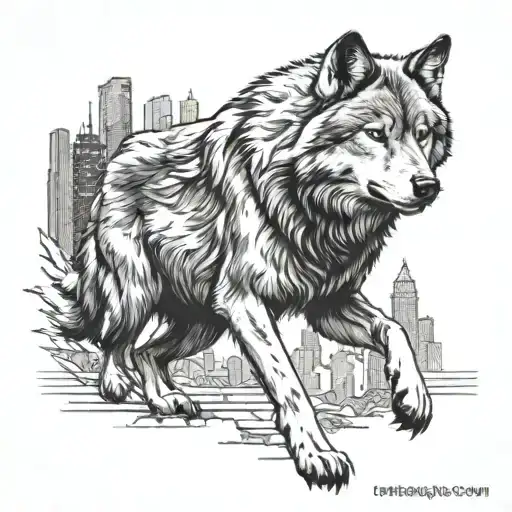 a wolf on wall street road tattoo design idea